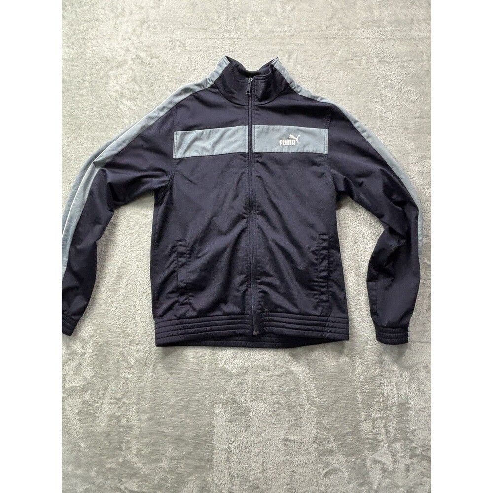 Puma Jacket Adult Small S Blue Grey Logo Full Zip Track Mens Casual